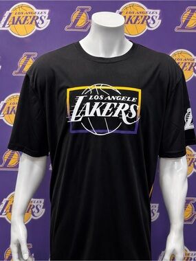 NBA LA Los Angeles Lakers Black Purple Yellow Graphic Short Sleeve Shirt Size 2X